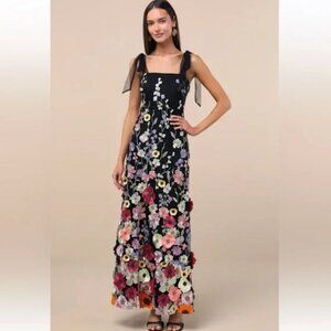 Lulus Thriving Poise 3D Floral Embroidered Dress